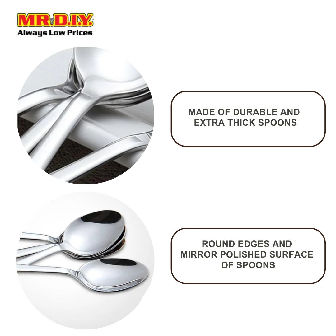 (MR.DIY) Premium High-Quality Stainless Steel Durable Extra Thick Spoons (6pcs) - Image 4