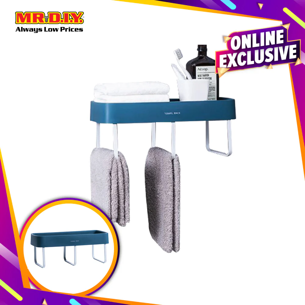 (MR.DIY) Wall-Mounted Bath Rack-Cyan - Image 3