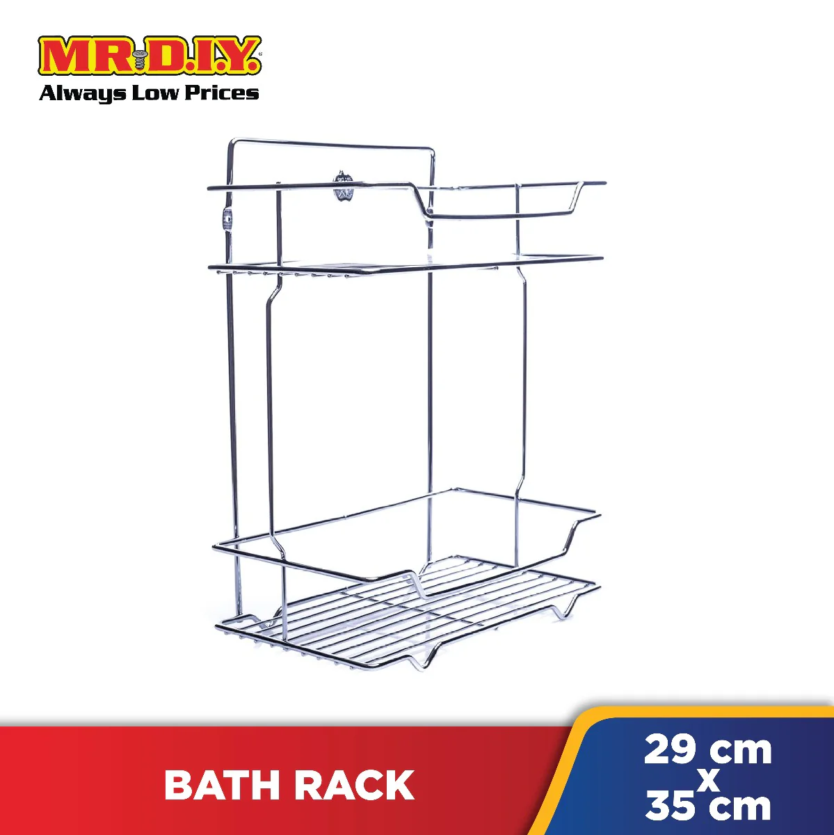 (MR.DIY) Wall-Mounted Stainless-Steel 2-Layer Bathroom Rack (29cm x 35cm) - Image 3