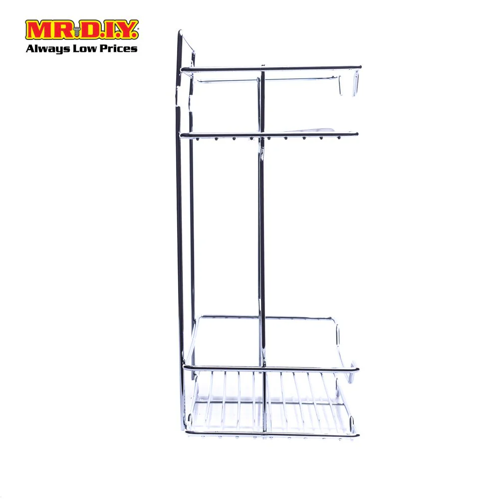 (MR.DIY) Wall-Mounted Stainless-Steel 2-Layer Bathroom Rack (29cm x 35cm) - Image 4