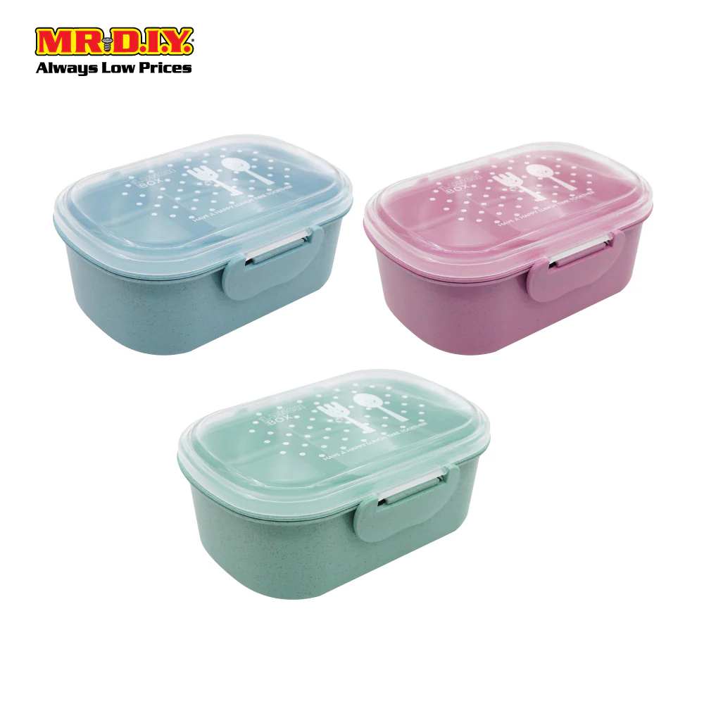 (MR.DIY) Wheat Straw Lunch Box with Spoon (18cm x 13cm) - Image 2