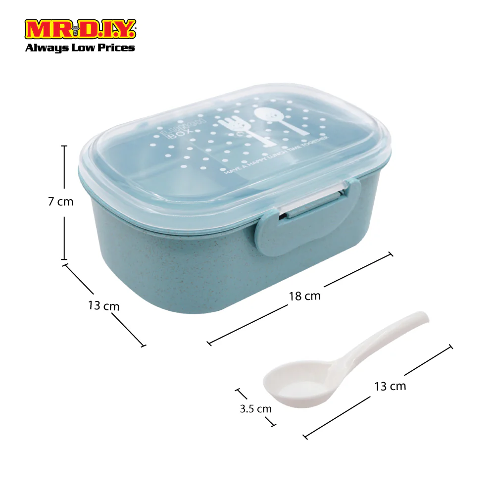 (MR.DIY) Wheat Straw Lunch Box with Spoon (18cm x 13cm) - Image 3