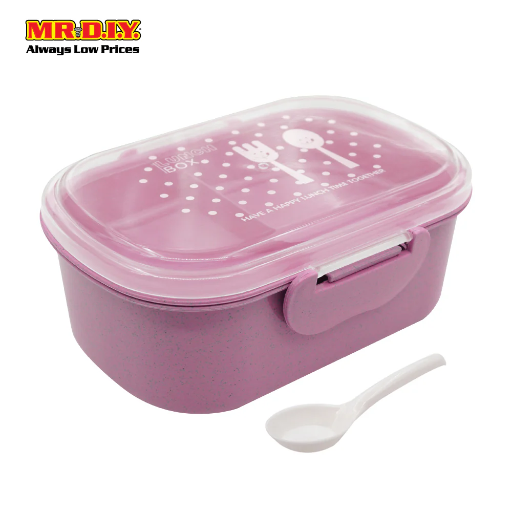(MR.DIY) Wheat Straw Lunch Box with Spoon (18cm x 13cm) - Image 6