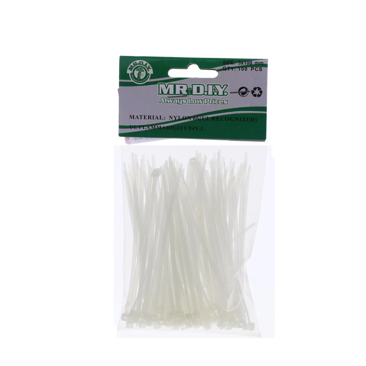 (MR.DIY) White Cable Ties (3mm x 10cm) 100pcs - Image 3