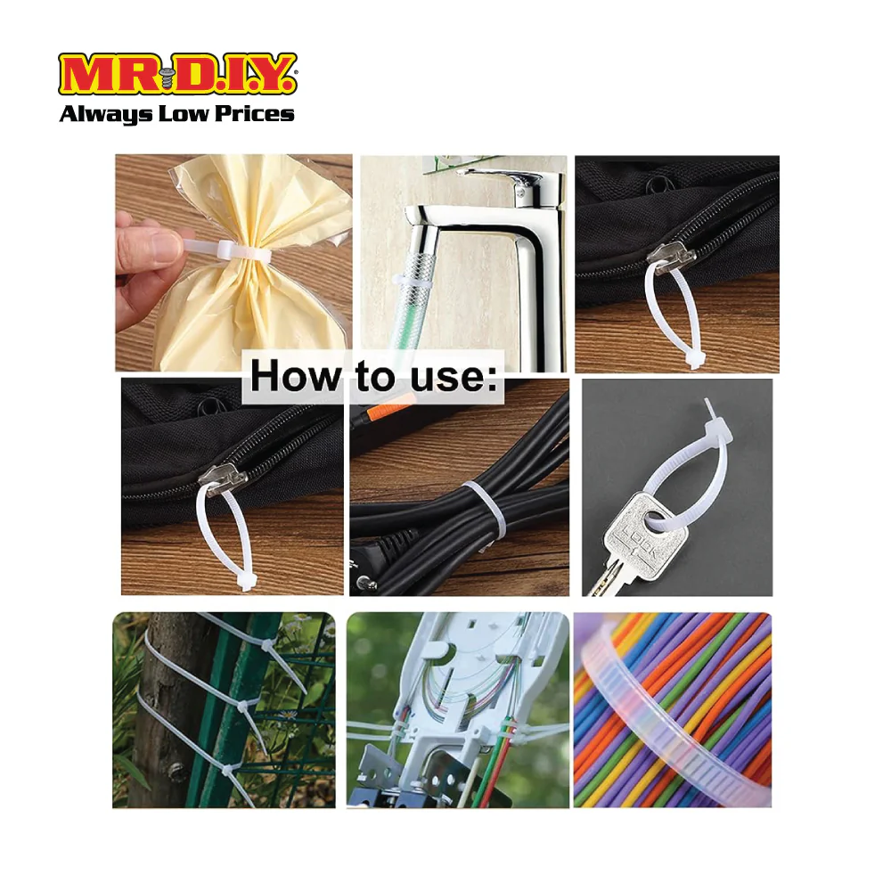 (MR.DIY) White Cable Ties (3mm x 10cm) 100pcs - Image 5