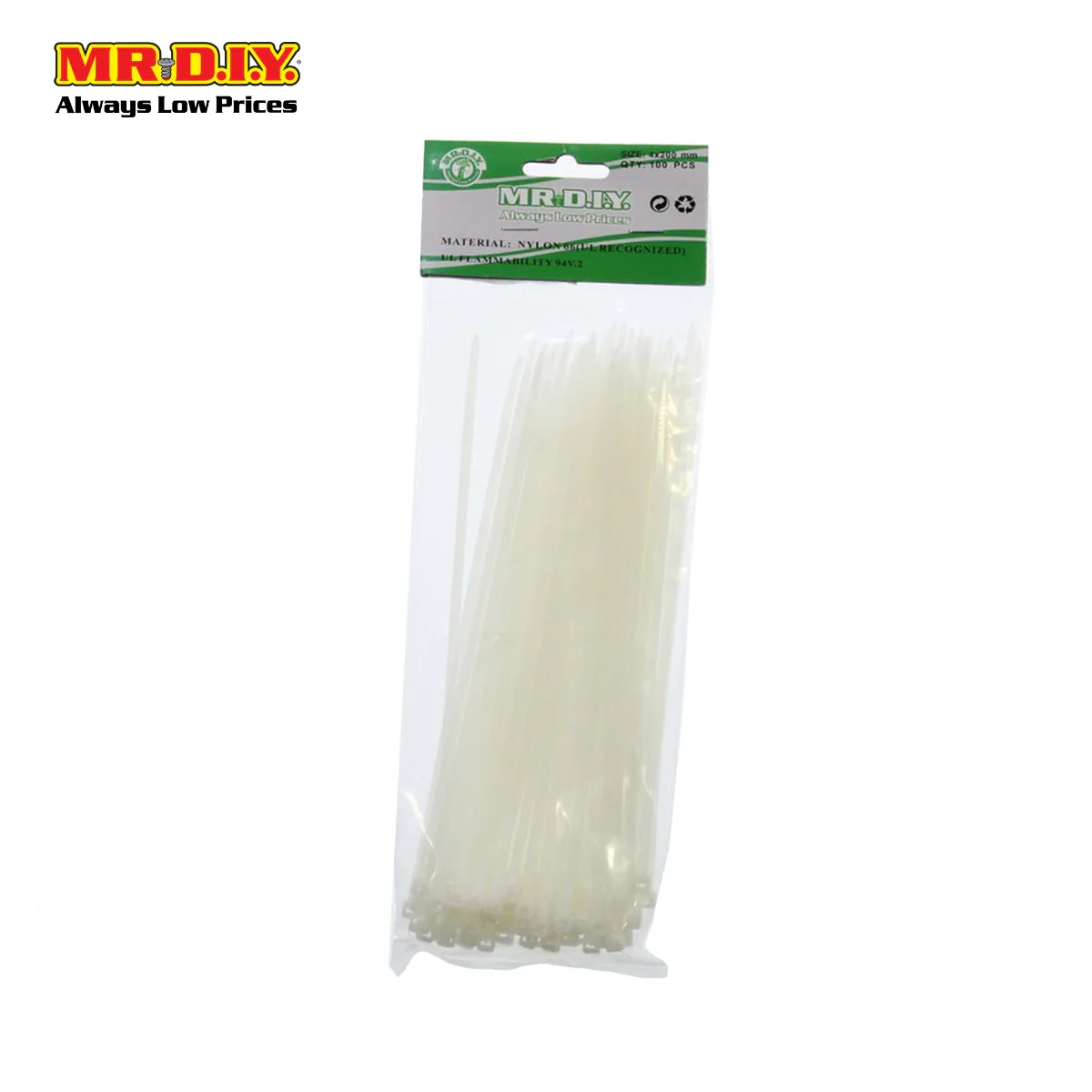 (MR.DIY) White Cable Ties (4mm x 20cm) 100pcs - Image 4