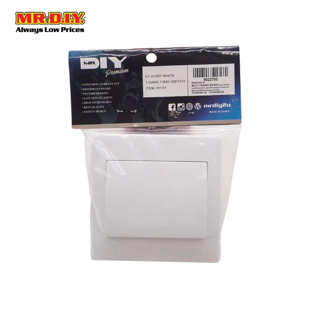 (MR.DIY) White Wall 10AX Switch 1 Gang - Image 4
