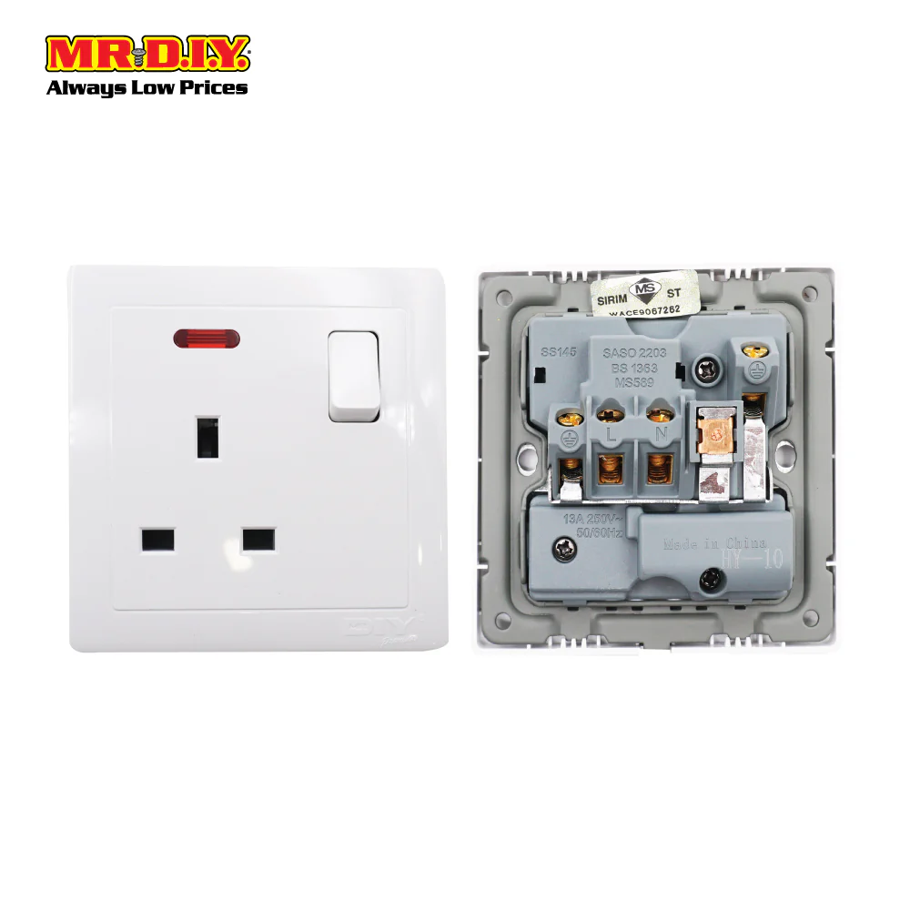 (MR.DIY) White Wall 13A 1 Gang Switch Socket - Image 2
