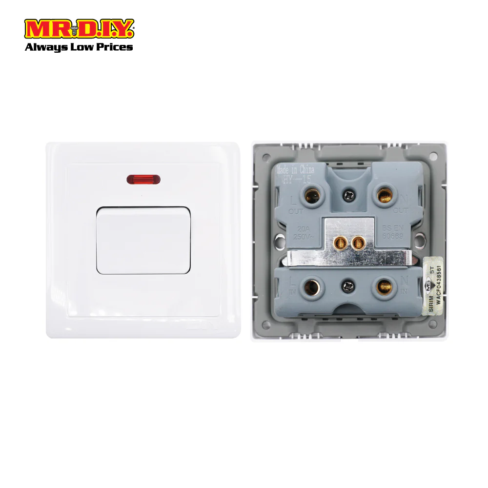 (MR.DIY) White Wall 20A 1 Gang Switch - Image 3