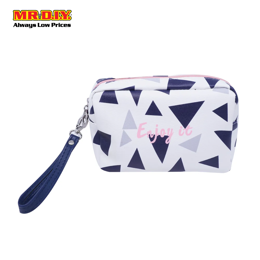 (MR.DIY) WUHUA Zipper Geometric Design PU Leather Cosmetic Pouch Bag - Image 2