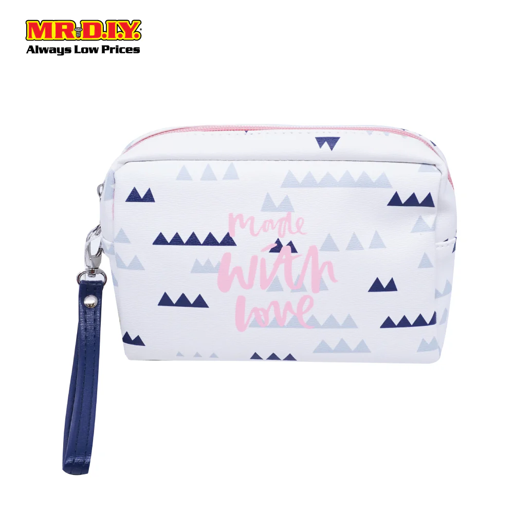 (MR.DIY) WUHUA Zipper Geometric Design PU Leather Cosmetic Pouch Bag - Image 4