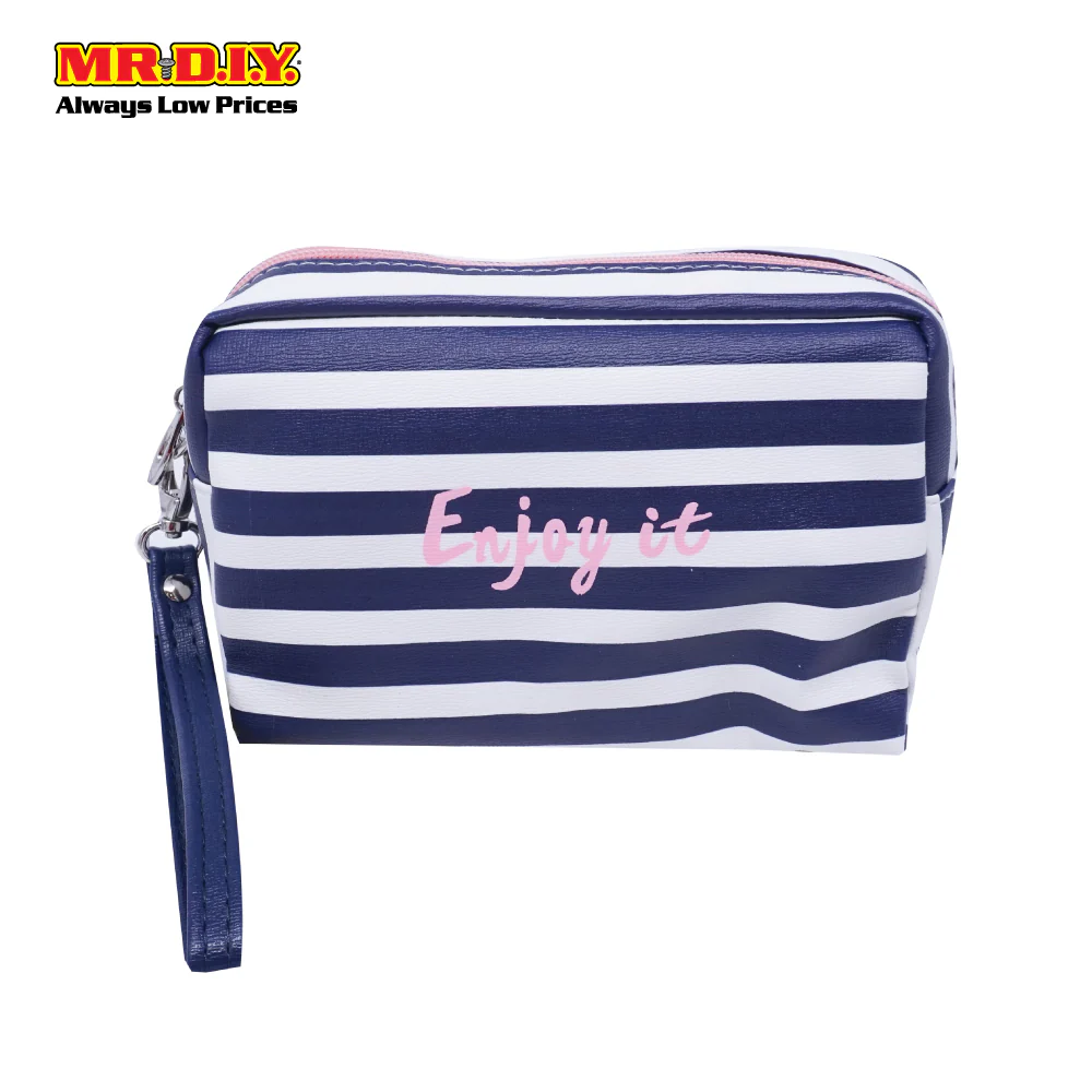 (MR.DIY) WUHUA Zipper Geometric Design PU Leather Cosmetic Pouch Bag - Image 5