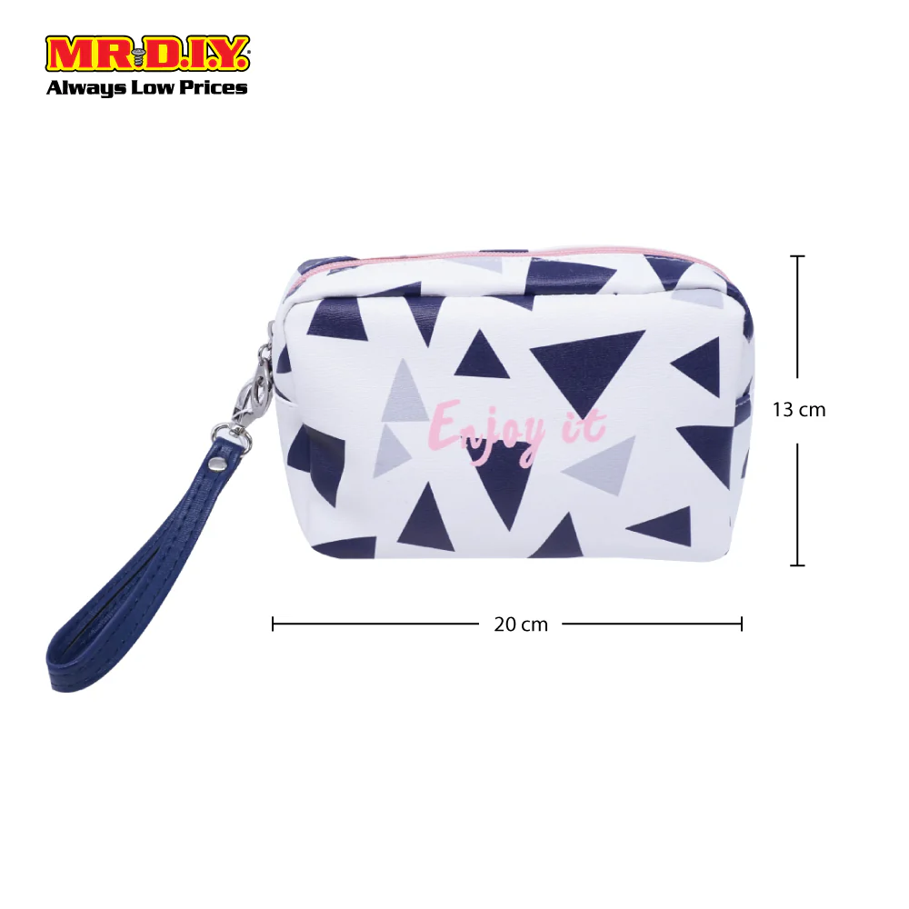 (MR.DIY) WUHUA Zipper Geometric Design PU Leather Cosmetic Pouch Bag - Image 6