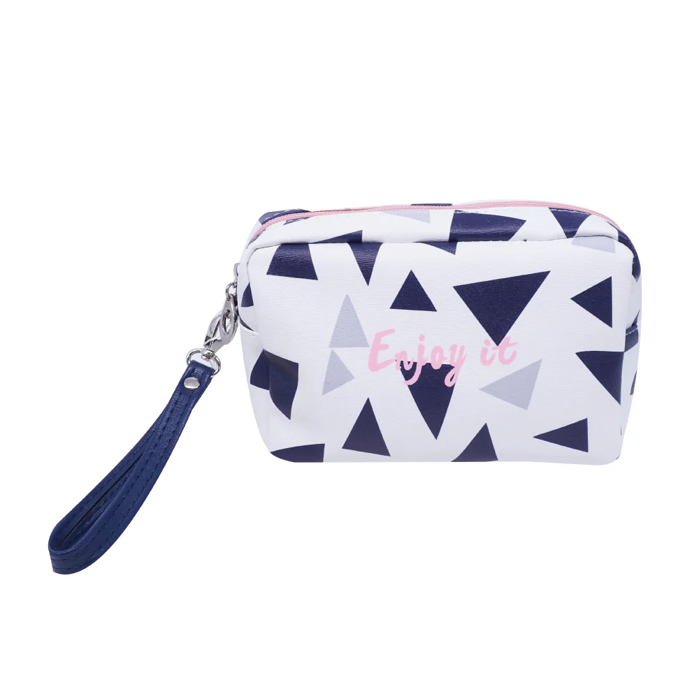 (MR.DIY) WUHUA Zipper Geometric Design PU Leather Cosmetic Pouch Bag - Image 7