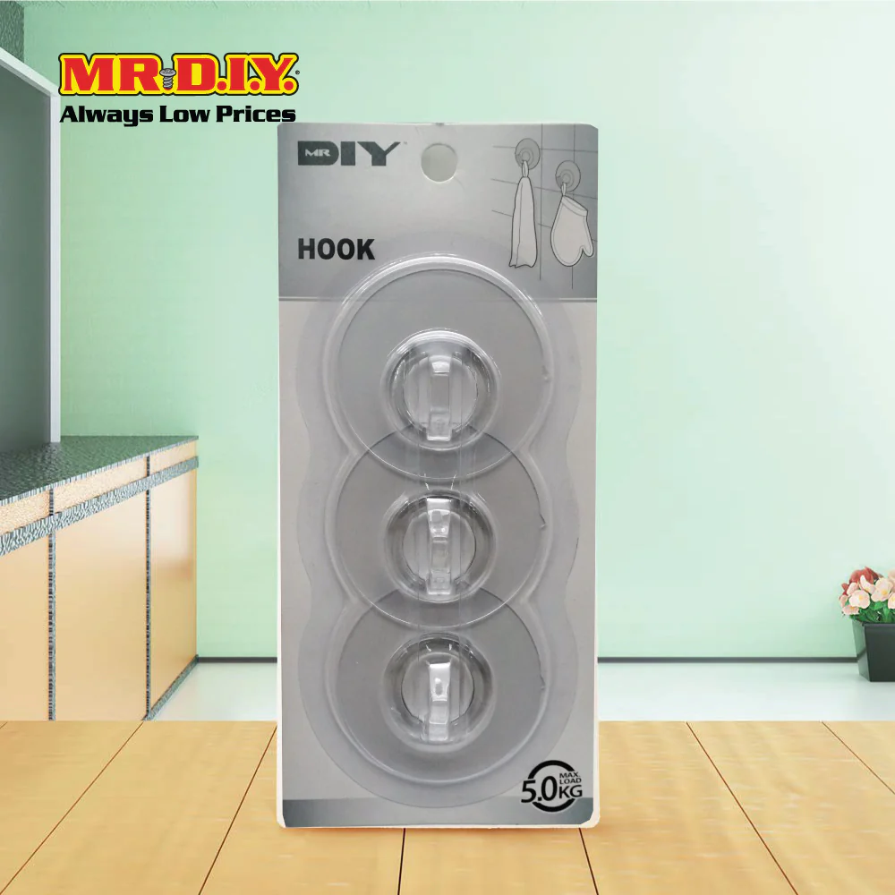 (MR.DIY) Round Adhesive Hooks - 3pcs - Image 4