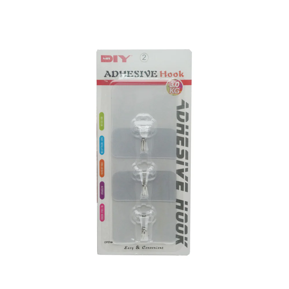 (MR.DIY) Square Adhesive Hooks - 3pcs - Image 2