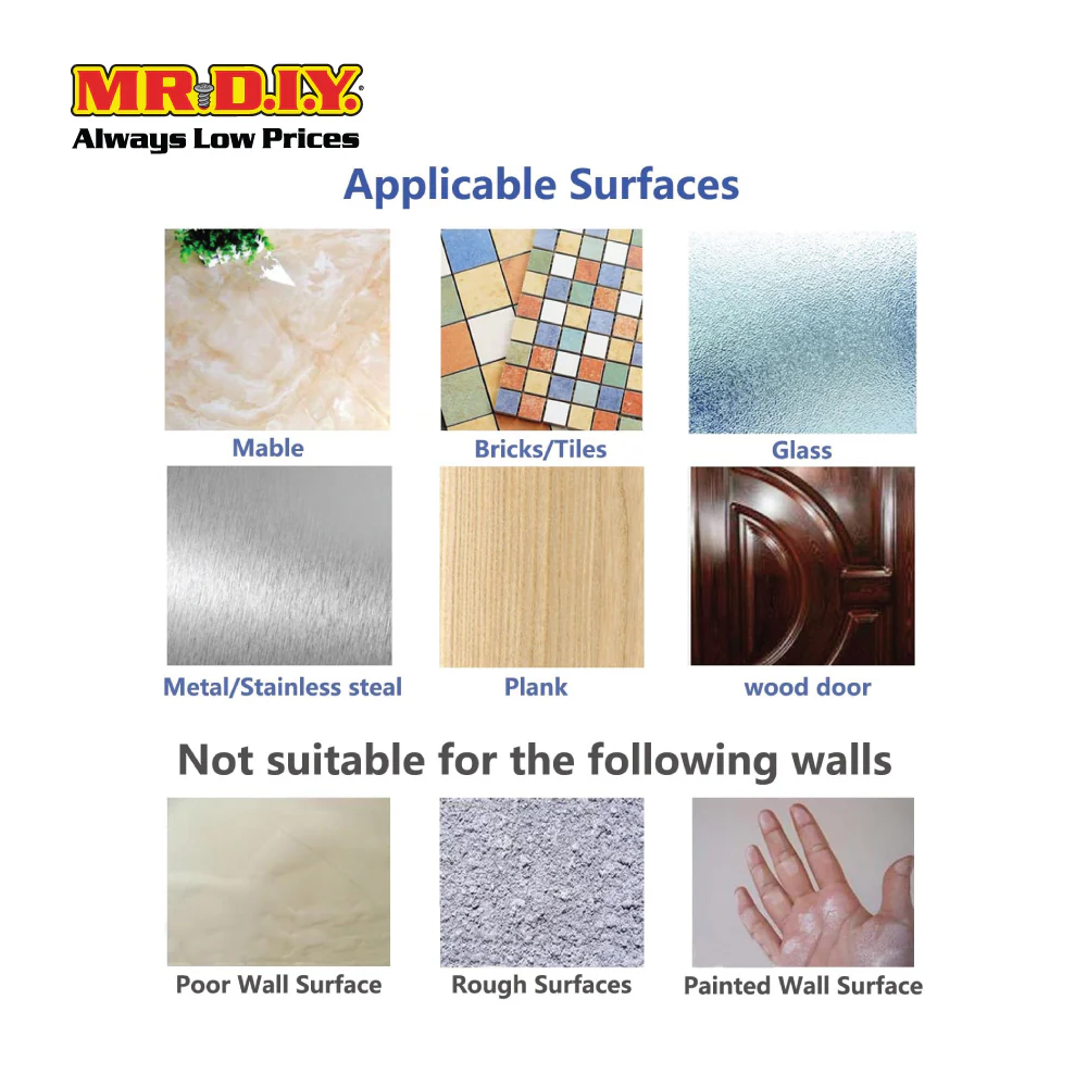 (MR.DIY) Square Adhesive Hooks - 3pcs - Image 3