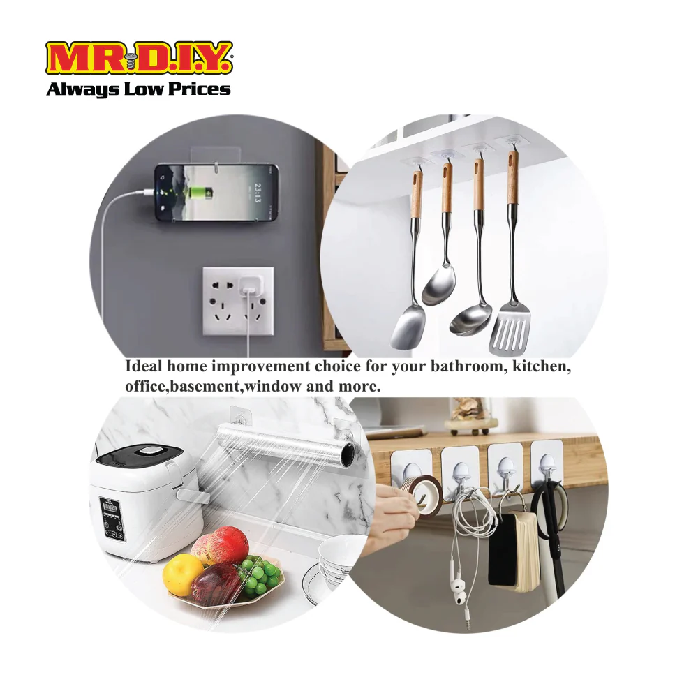 (MR.DIY) Square Adhesive Hooks - 3pcs - Image 5