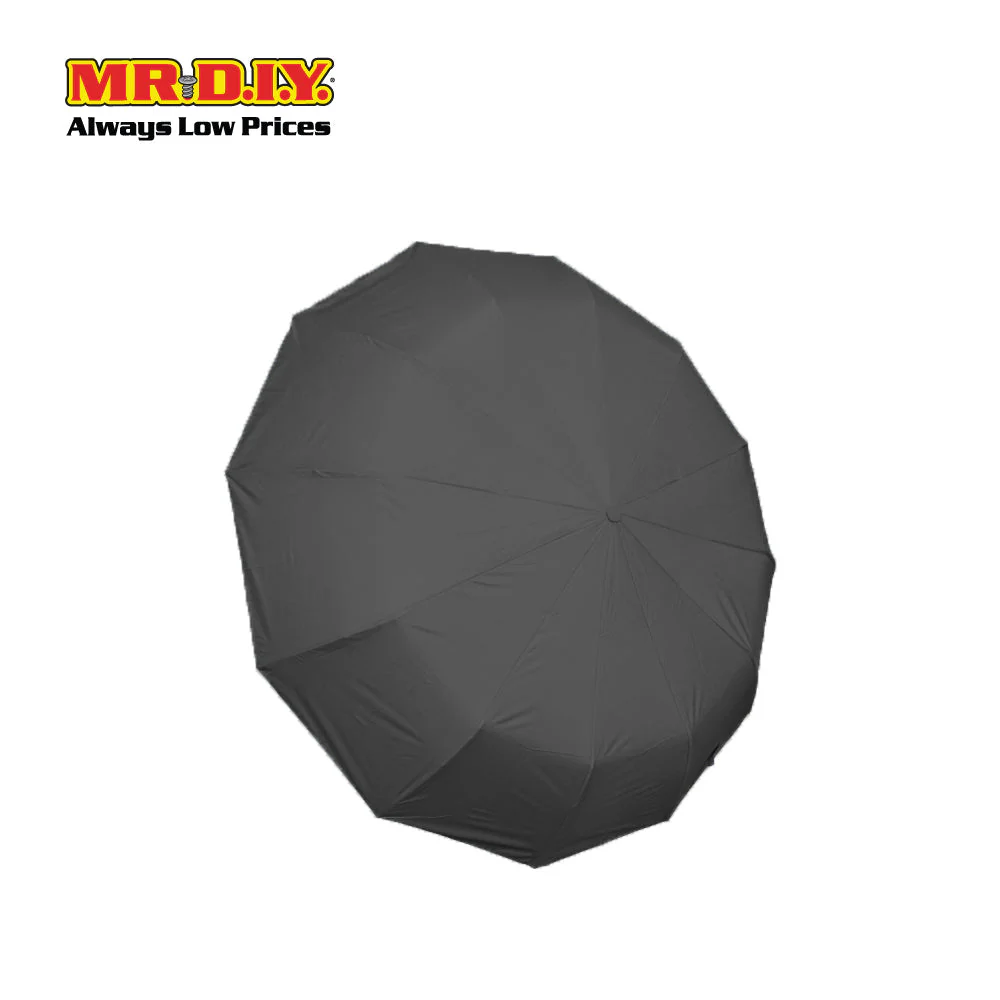 (MR.DIY) 12 Ribs Automatic Folding Large Umbrella - Black - Color Series - Image 2