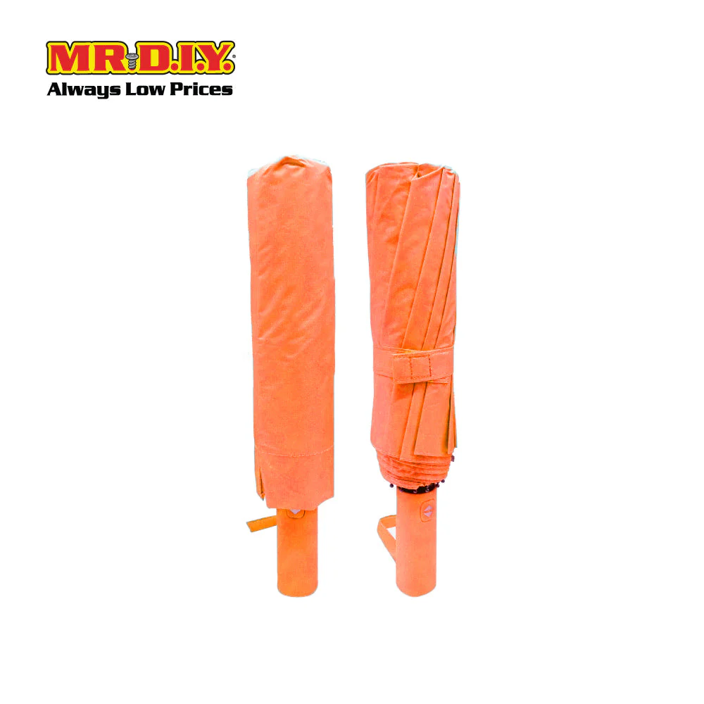 (MR.DIY) 12 Ribs Automatic Folding Large Umbrella - Orange - Color Series - Image 3