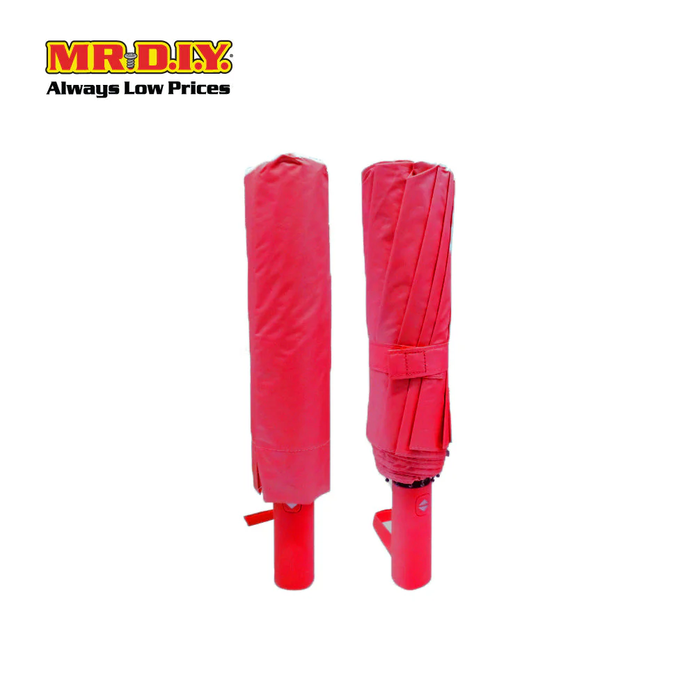 (MR.DIY) 12 Ribs Automatic Folding Large Umbrella - Red - Color Series - Image 5