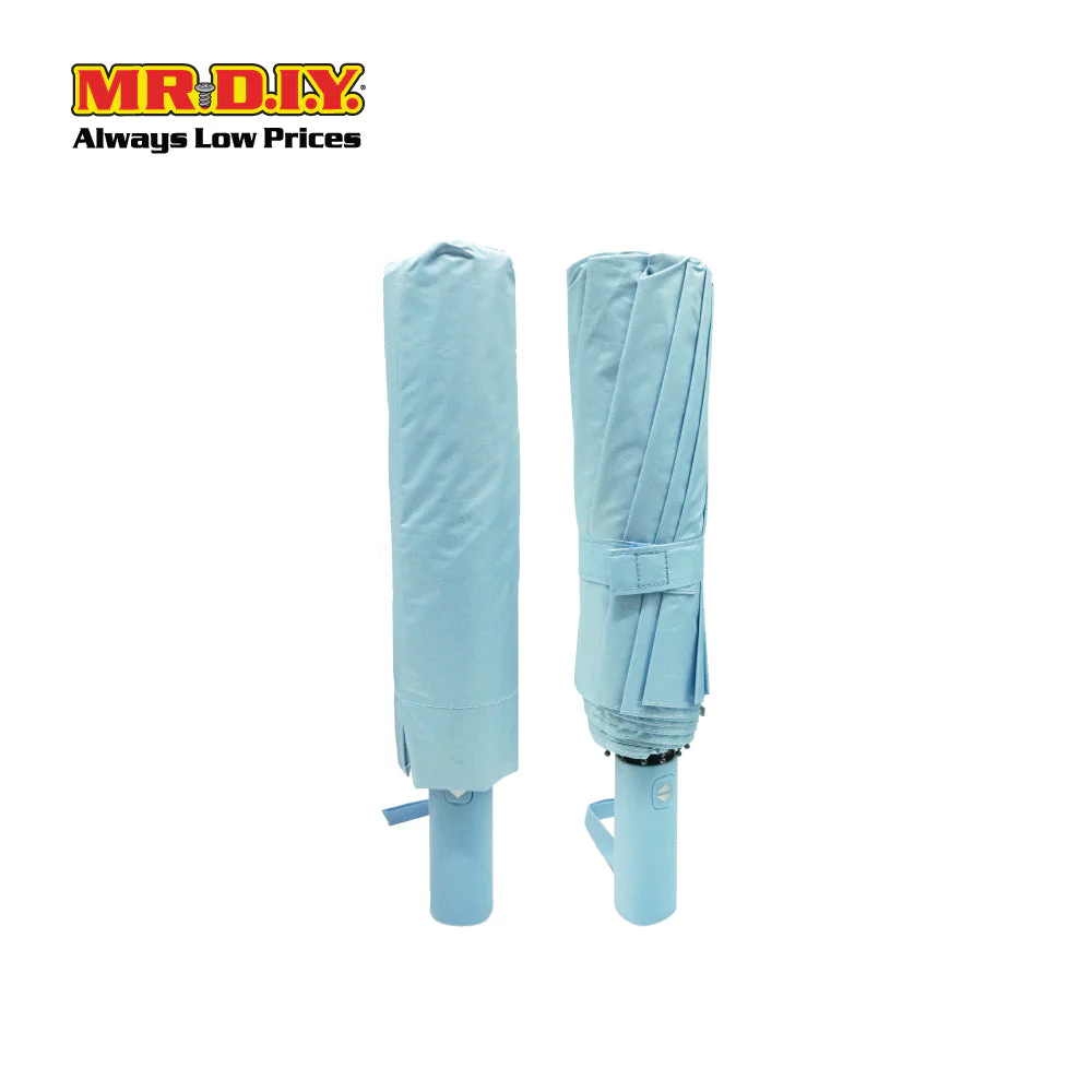 (MR.DIY) 12 Ribs Automatic Folding Large Umbrella - Light Blue - Color Series - Image 5