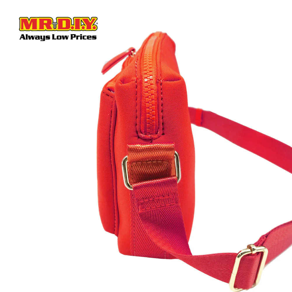 (MR.DIY) Neoprene Crossbody Bag with adjustable shoulder strap (L26xm x W18cm x H9cm) - Red - Color Series - Image 4