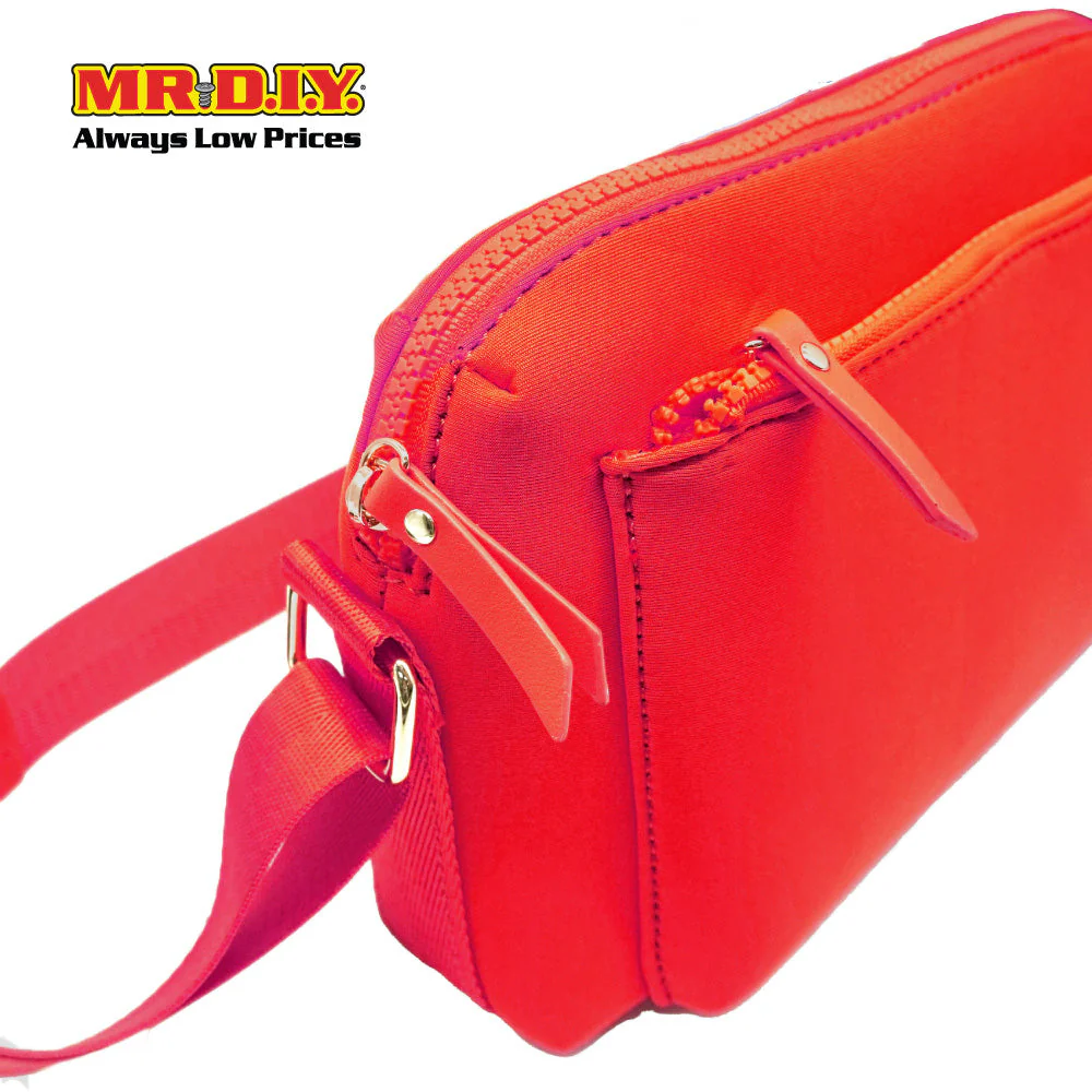 (MR.DIY) Neoprene Crossbody Bag with adjustable shoulder strap (L26xm x W18cm x H9cm) - Red - Color Series - Image 5