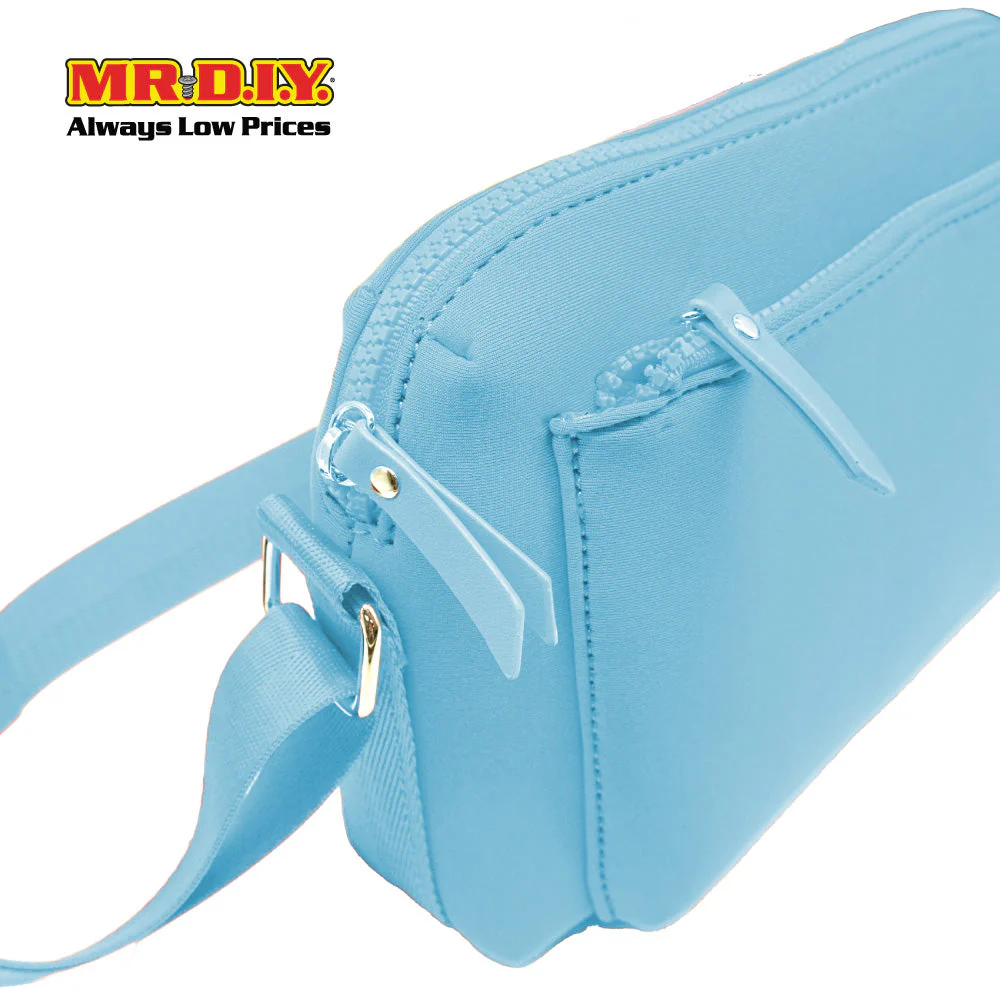 (MR.DIY) Neoprene Crossbody Bag with adjustable shoulder strap (L26xm x W18cm x H9cm) - Light Blue - Color Series - Image 4