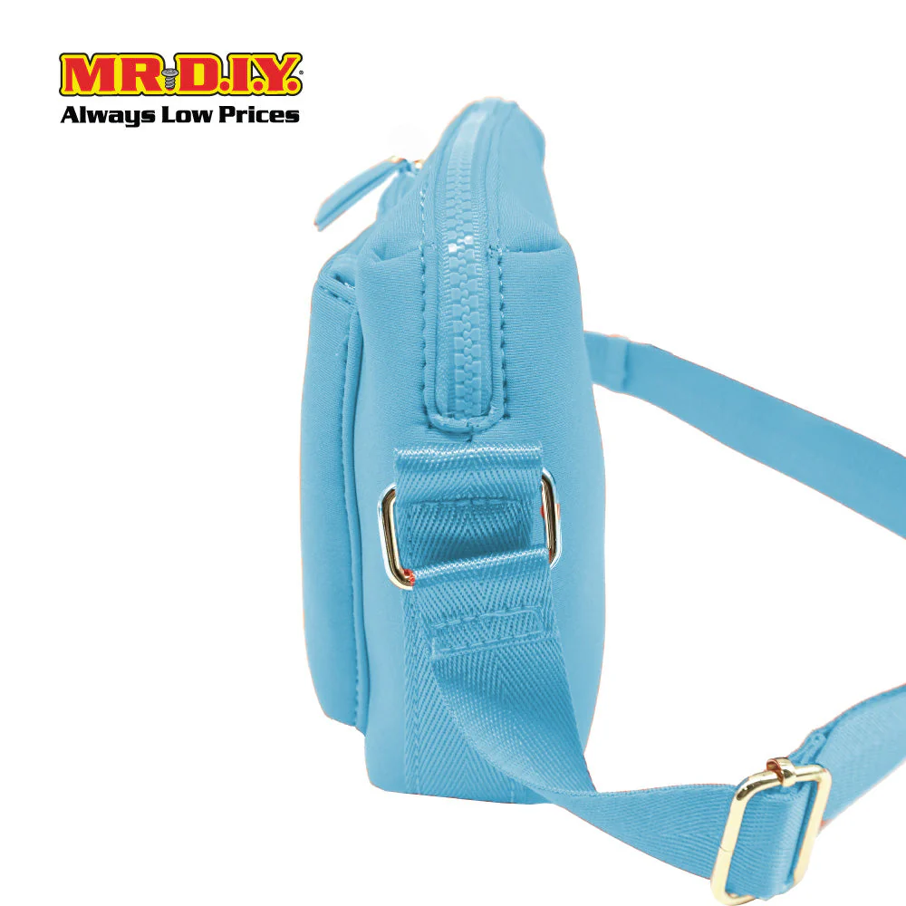 (MR.DIY) Neoprene Crossbody Bag with adjustable shoulder strap (L26xm x W18cm x H9cm) - Light Blue - Color Series - Image 5