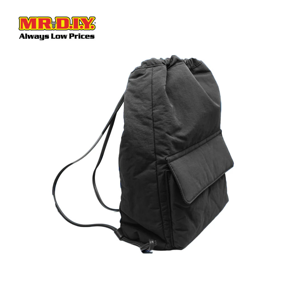 (MR.DIY) Nylon Drawstring Bag with adjustable strap L39cm x W33cm x H17cm - Black - Color Series - Image 3