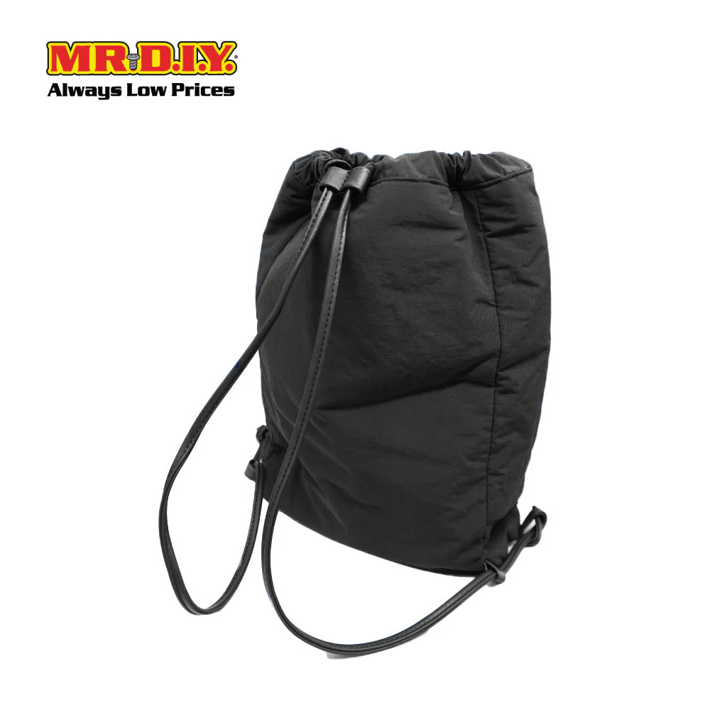 (MR.DIY) Nylon Drawstring Bag with adjustable strap L39cm x W33cm x H17cm - Black - Color Series - Image 4