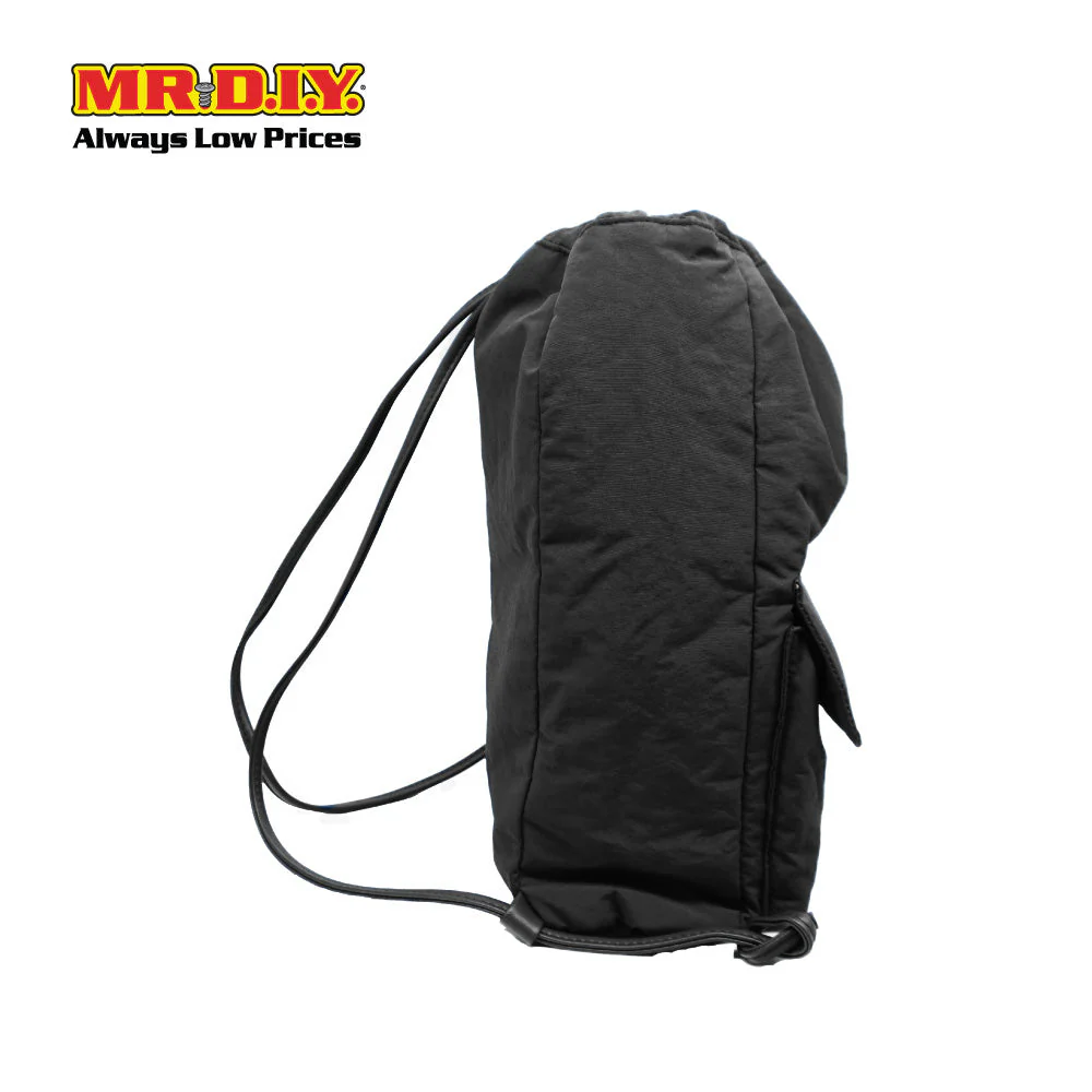 (MR.DIY) Nylon Drawstring Bag with adjustable strap L39cm x W33cm x H17cm - Black - Color Series - Image 5
