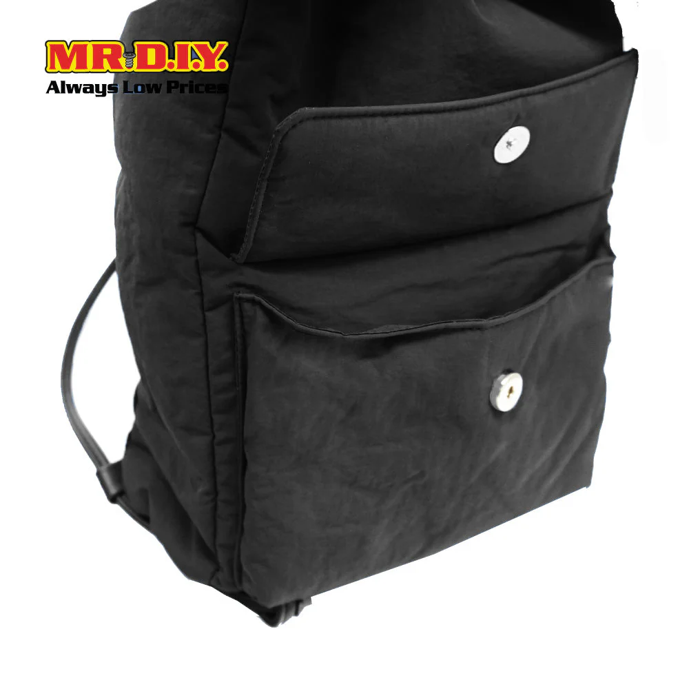 (MR.DIY) Nylon Drawstring Bag with adjustable strap L39cm x W33cm x H17cm - Black - Color Series - Image 6