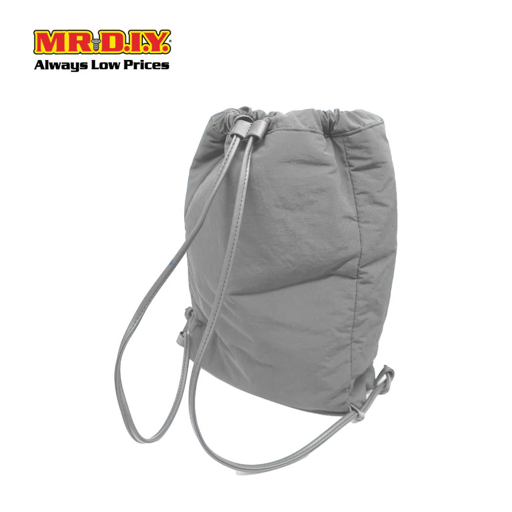 (MR.DIY) Nylon Drawstring Bag with adjustable strap L39cm x W33cm x H17cm - Grey - Color Series - Image 4