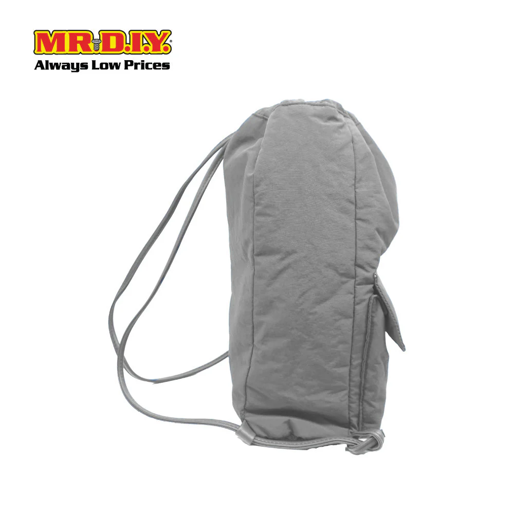 (MR.DIY) Nylon Drawstring Bag with adjustable strap L39cm x W33cm x H17cm - Grey - Color Series - Image 5