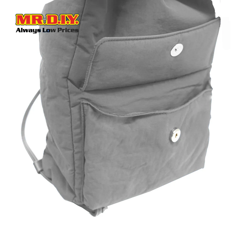 (MR.DIY) Nylon Drawstring Bag with adjustable strap L39cm x W33cm x H17cm - Grey - Color Series - Image 6