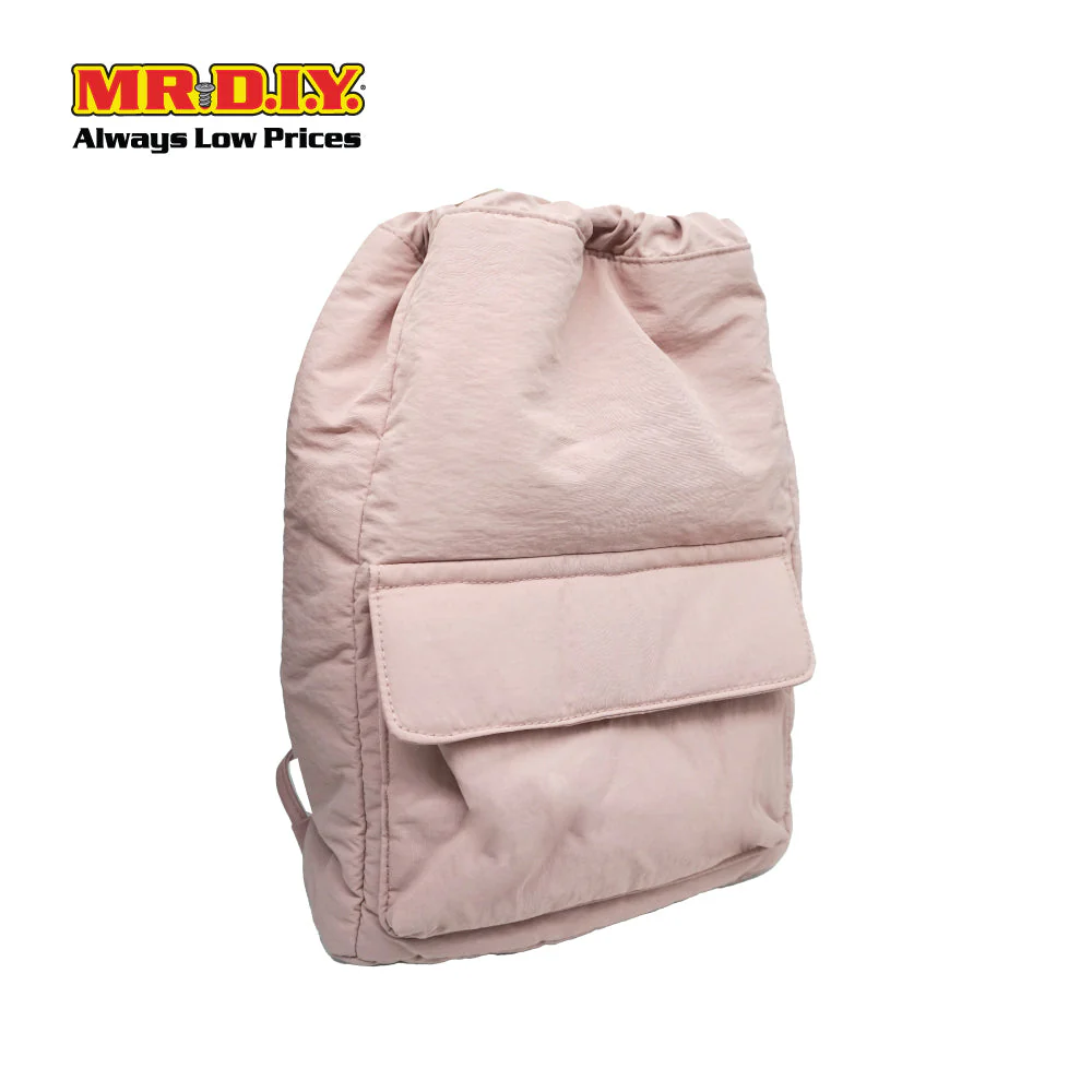 (MR.DIY) Nylon Drawstring Bag with adjustable strap L39cm x W33cm x H17cm - Pink - Color Series - Image 2