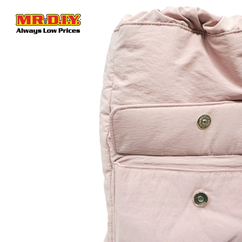 (MR.DIY) Nylon Drawstring Bag with adjustable strap L39cm x W33cm x H17cm - Pink - Color Series - Image 4
