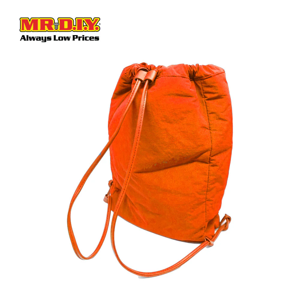 (MR.DIY) Nylon Drawstring Bag with adjustable strap L39cm x W33cm x H17cm - Orange - Color Series - Image 4