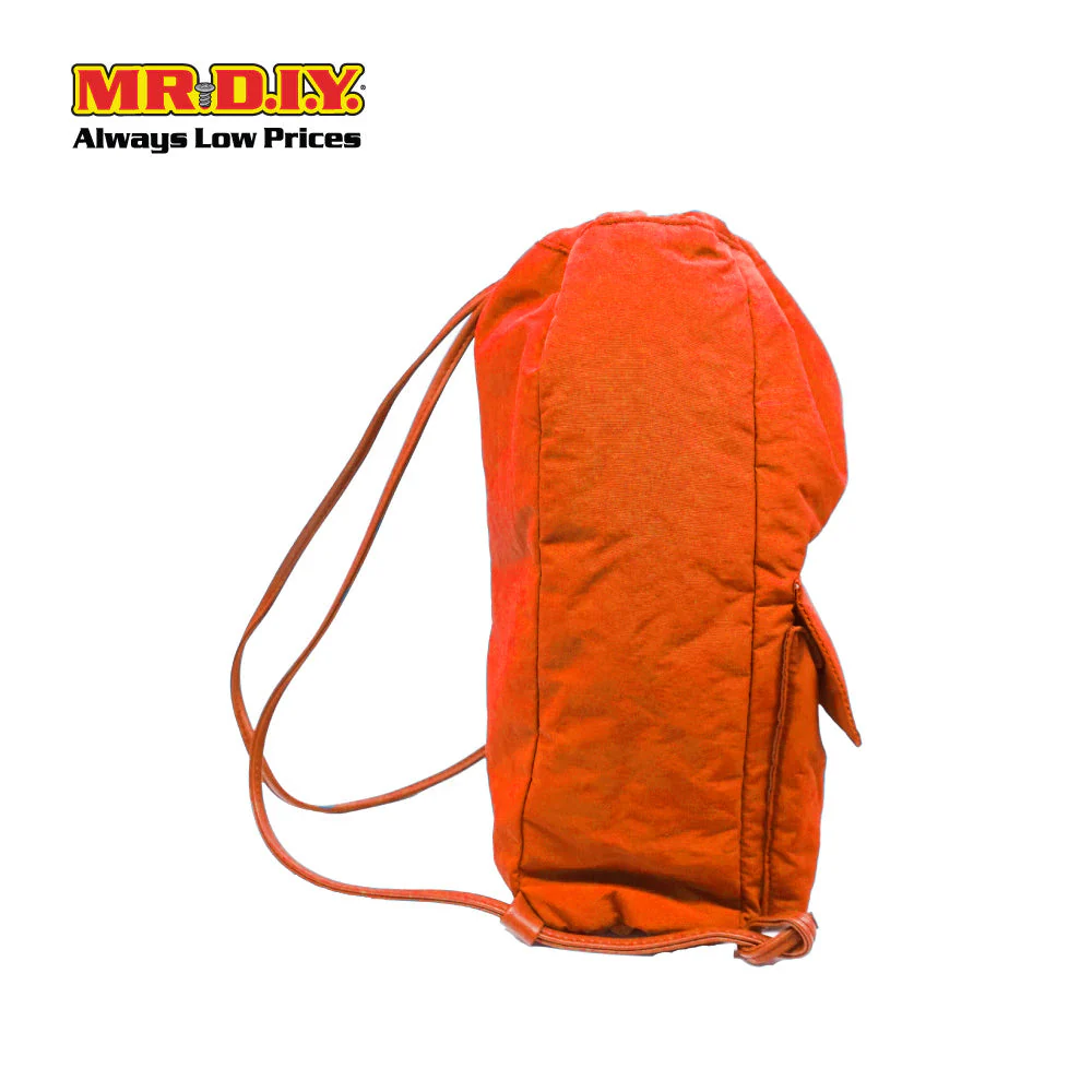 (MR.DIY) Nylon Drawstring Bag with adjustable strap L39cm x W33cm x H17cm - Orange - Color Series - Image 5