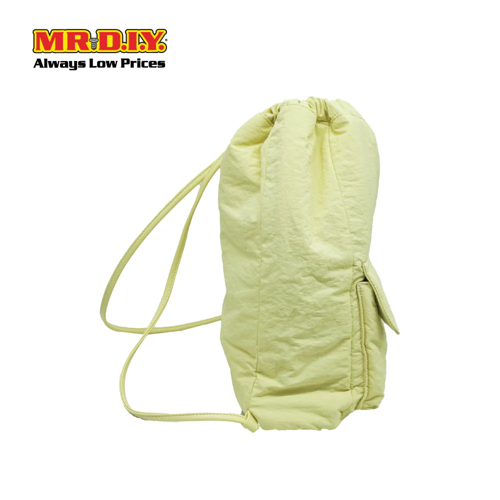 (MR.DIY) Nylon Drawstring Bag with adjustable strap L39cm x W33cm x H17cm - Yellow - Color Series - Image 4