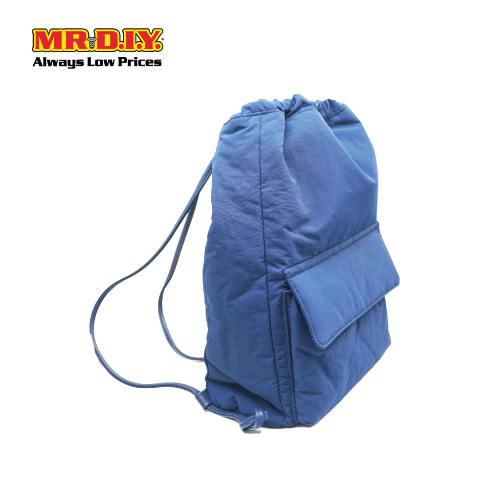 (MR.DIY) Nylon Drawstring Bag with adjustable strap L39cm x W33cm x H17cm - Blue - Color Series - Image 3