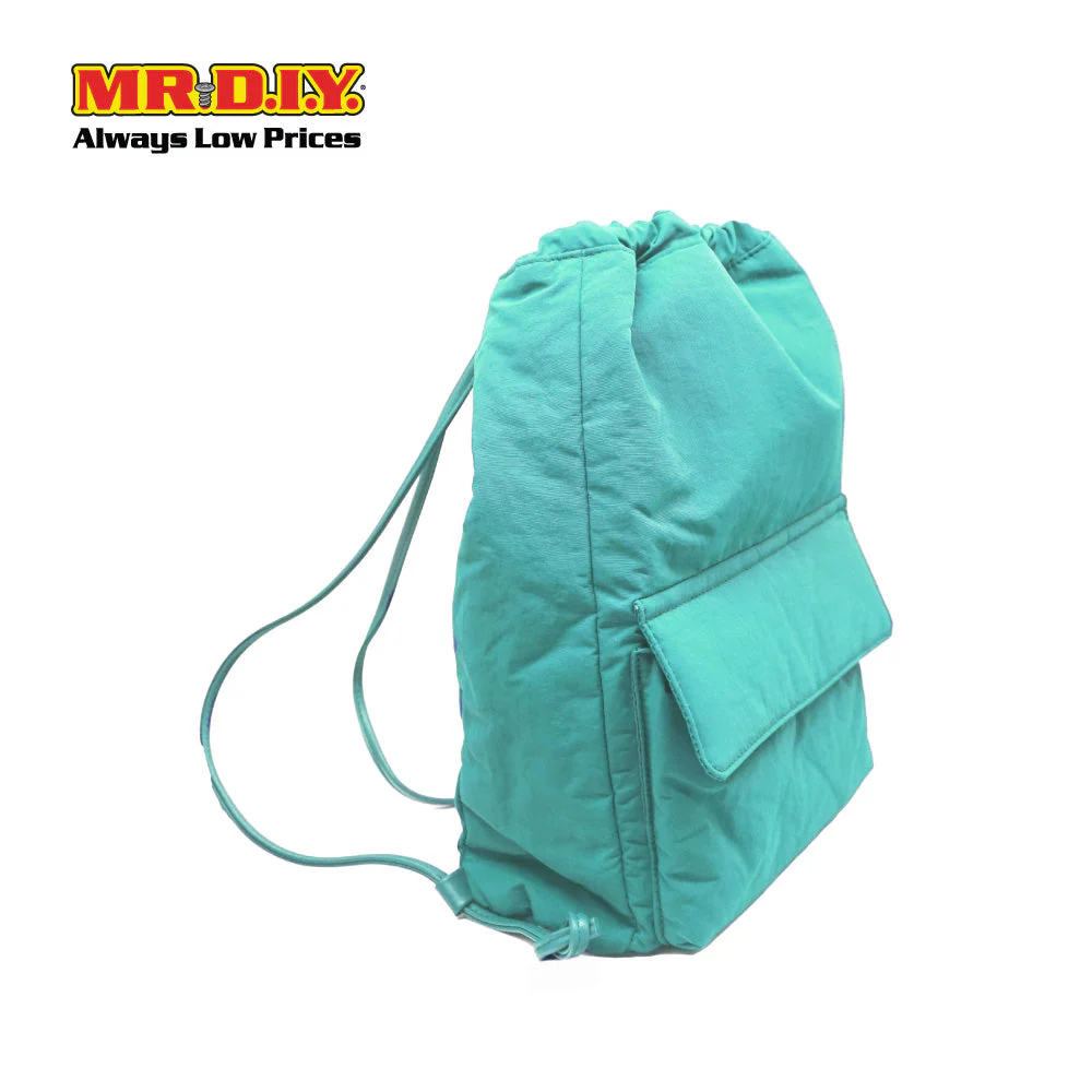 (MR.DIY) Nylon Drawstring Bag with adjustable strap L39cm x W33cm x H17cm - Light Green - Color Series - Image 3