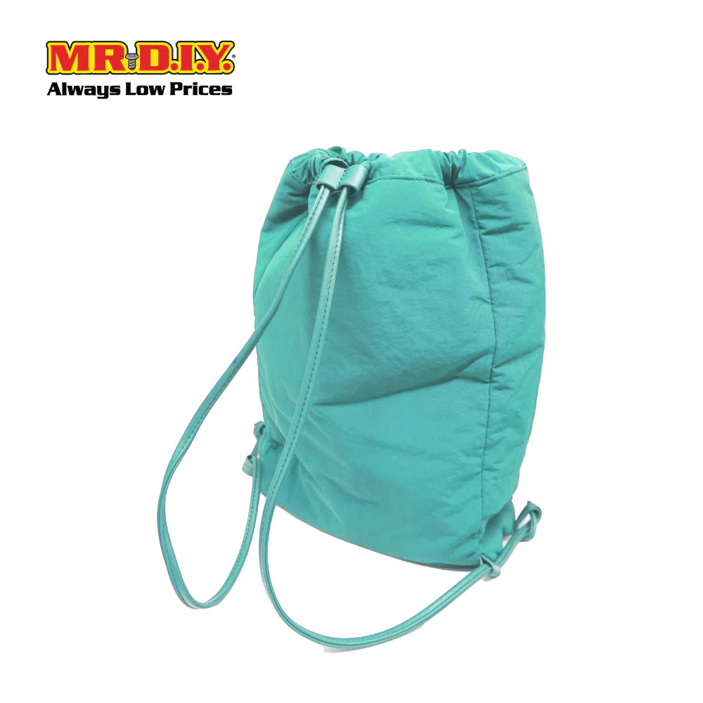 (MR.DIY) Nylon Drawstring Bag with adjustable strap L39cm x W33cm x H17cm - Light Green - Color Series - Image 4