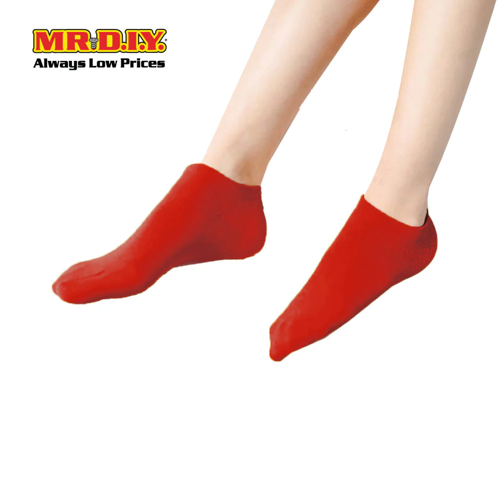 (MR.DIY) Unisex Adult Ankle Casual Cotton Socks - Red - Color Series - Image 3