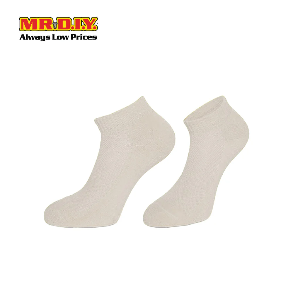 (MR.DIY) Unisex Adult Invisible Low Cut Cotton Socks - Off White - Color Series - Image 3