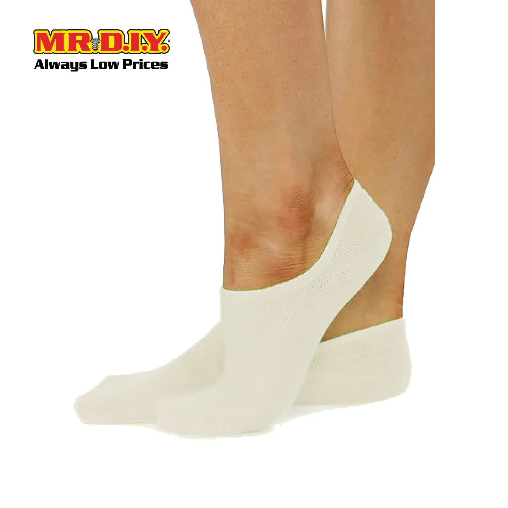 (MR.DIY) Unisex Adult Invisible Low Cut Cotton Socks - Off White - Color Series - Image 4