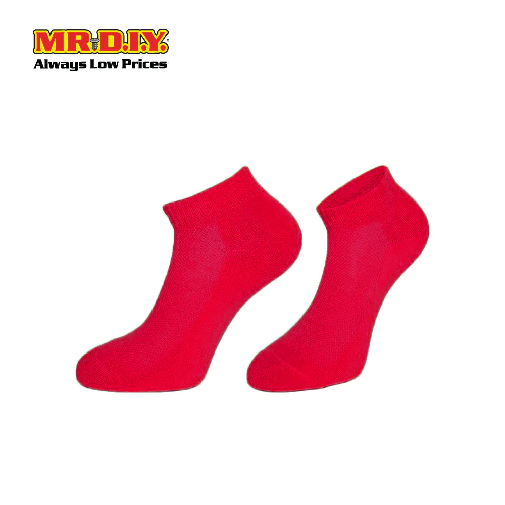 (MR.DIY) Unisex Adult Invisible Low Cut Cotton Socks - Red - Color Series - Image 3