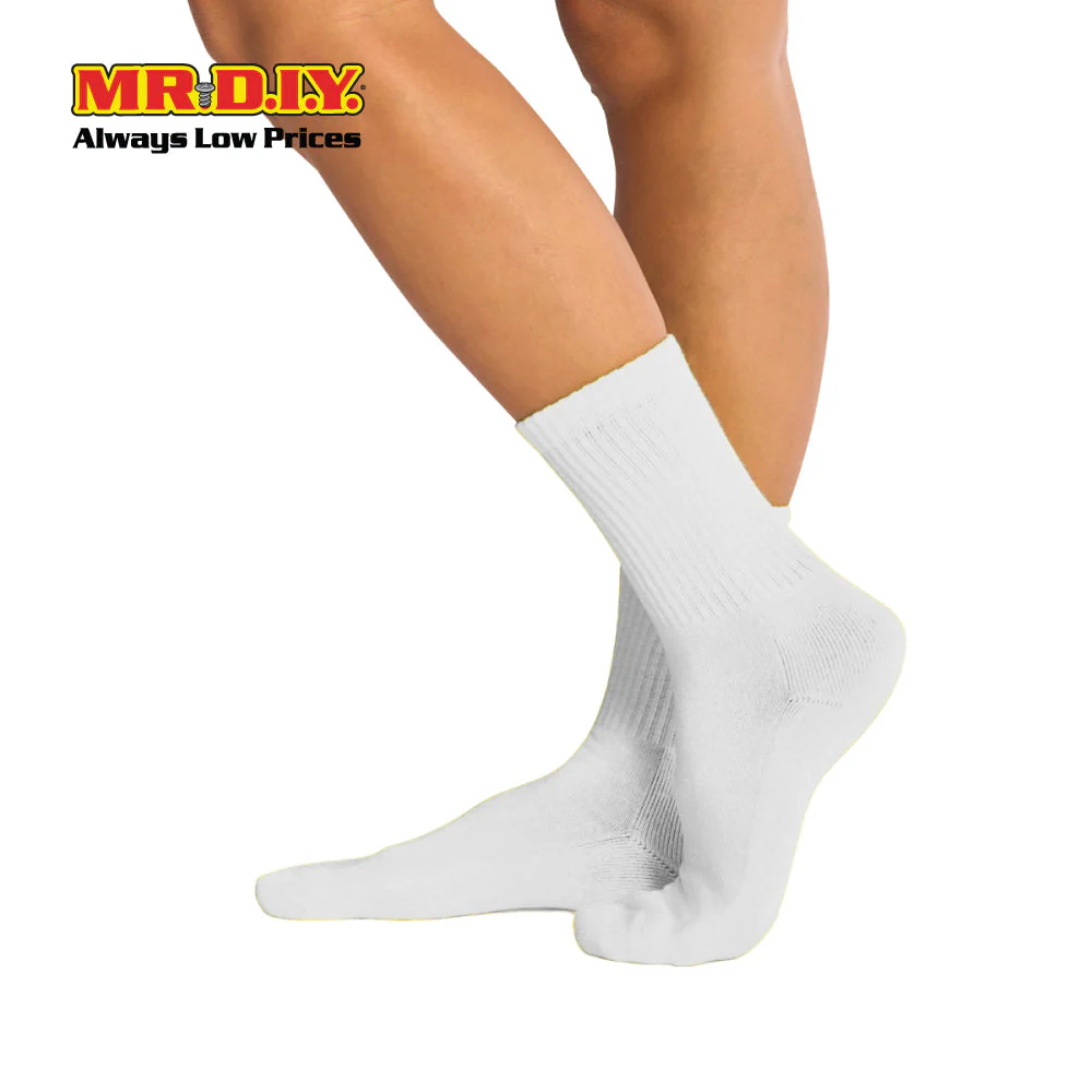 (MR.DIY) Unisex Adult Mid-Calf Casual Cotton Socks - Off White - Color Series - Image 2